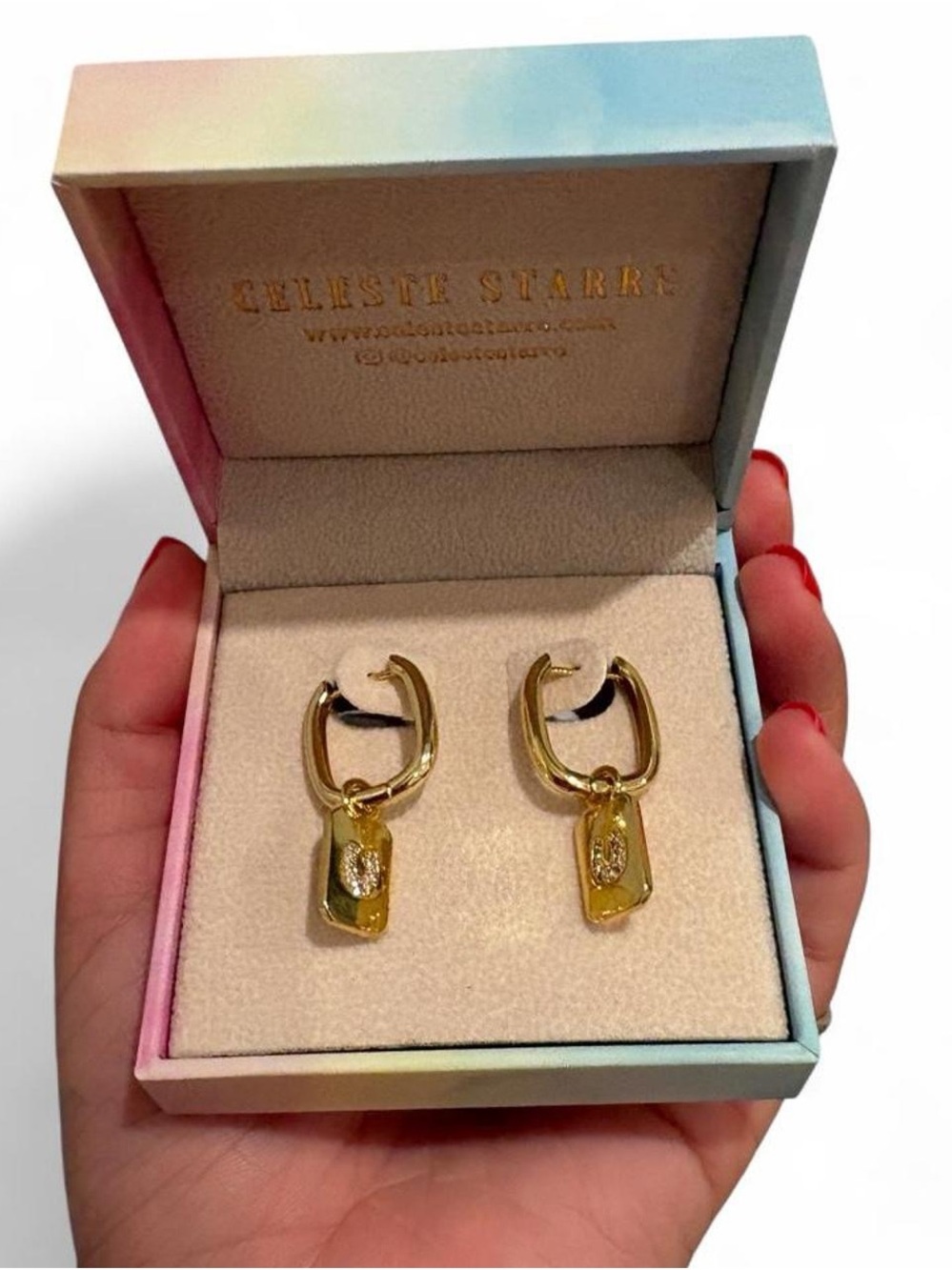Gold Padlock Huggie Earrings
